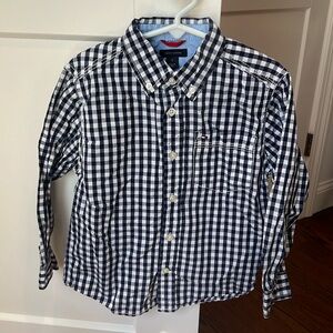 Tommy Hilfiger size 4 Navy and White Boys long sleeve button down shirt